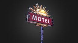 Sunshine Motel cinema, road, night, sign, motel, sunshine, substance, painter, pbr, c4d