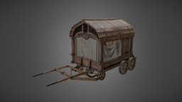 Merchant Wagon Game Asset wagon, cart, merchant, substance-painter-2, 3dsmax, lowpoly, gameart, gameasset, car, textured