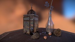 Arabian lantern lantern, arabian, blender-3d, berries, pinecone, blender, substance-painter