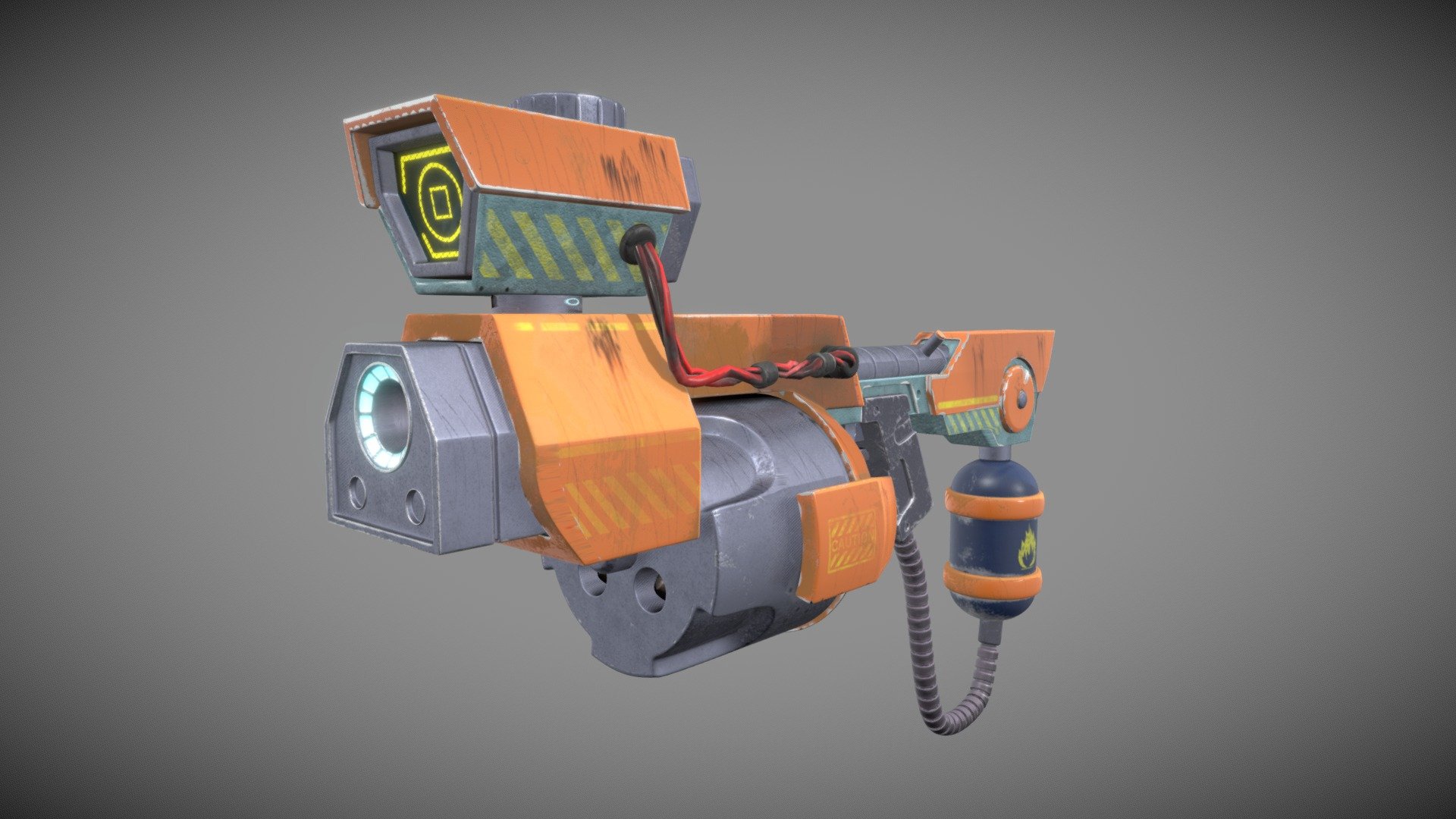 Cartoon weapon meda in Blender with subdivisions and Substance Painter for textures 3d model