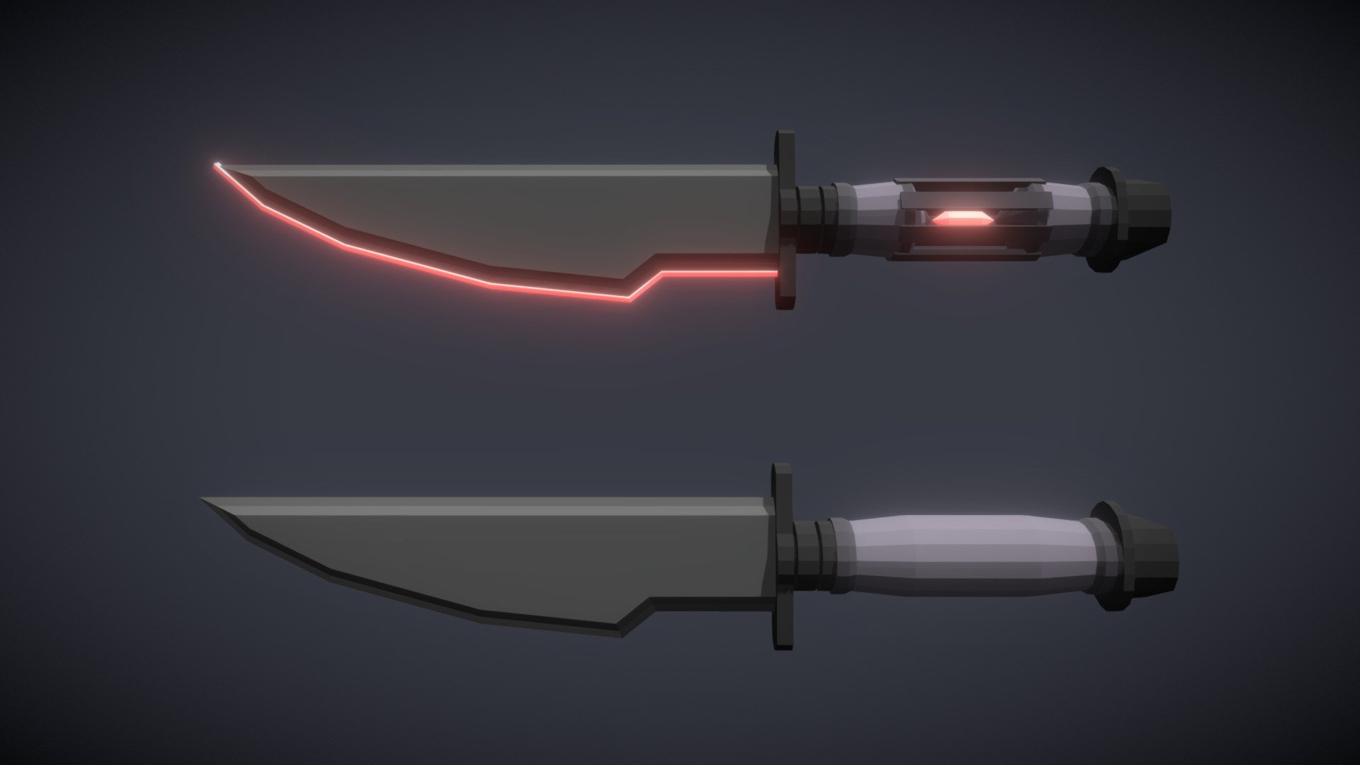 Low-poly default and cyber-Knife 3d model
