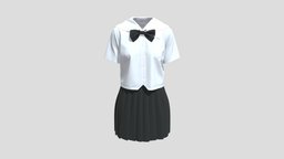 Sailor Collar School Uniform 2 school, shirt, japan, fashion, women, top, skirt, sailor, outfit, schooluniform, garment, pleat, apparel, clo3d, marvelousdesigner, attire, womenswear, girl, female, japanese, casualwear, clo, pleatedskirt, zprj, sailorcollar, schoolattire