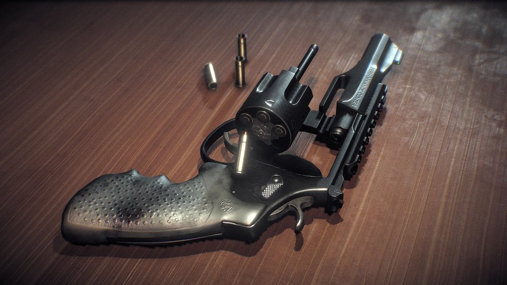 S&amp;W 357 TRR8. Modelled in Maya, textured in substance painter. Modelled with &ldquo;mid-res