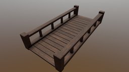 Simple Wooden Bridge medeival, game-ready, unreal-engine, game-asset, low-poly-model, low-poly-game-assets, low-poly-blender, wooden-bridge, substancepainter, substance, unity, game, blender, bridge