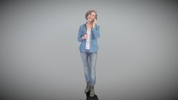 Mature woman in casual talking on phone 402 cute, style, archviz, scanning, shirt, people, walking, jacket, jeans, old, woman, beautiful, casual, elegant, visualisation, ukraine, mature, photoscan, character, photogrammetry, 3d, lowpoly, female, human, highpoly, gameready