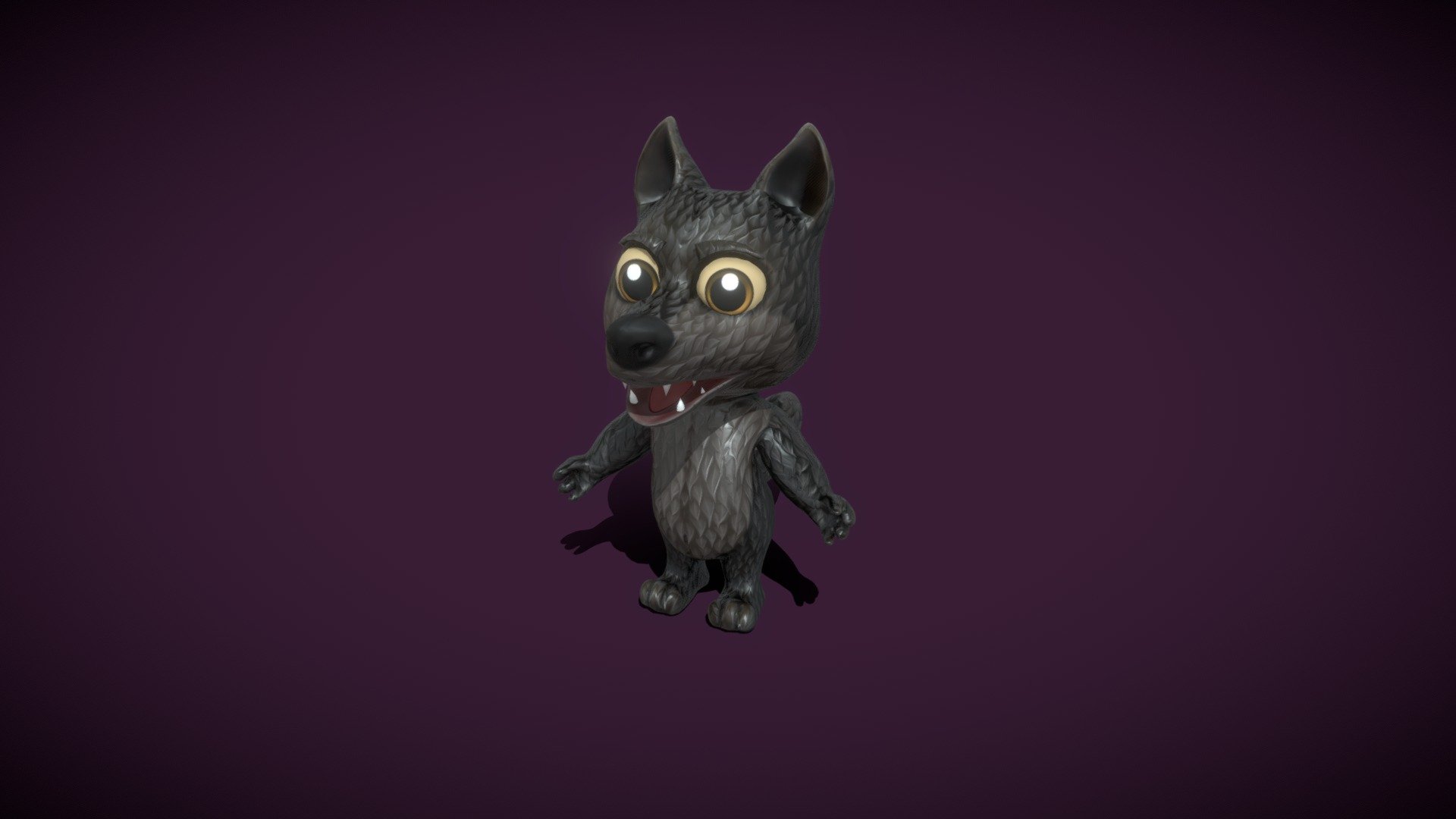 Cartoon Black Wolf Animated 3D Model is completely ready to be used in your games, animations, films, designs etc.  

All textures and materials are included and mapped in every format. The model is completely ready for visualization in any 3d software and engine.  

Technical details:  




File formats included in the package are: FBX, OBJ, GLB, ABC, DAE, PLY, STL, BLEND, gLTF (generated), USDZ (generated)

Native software file format: BLEND

Render engine: Eevee

Polygons: 11,748

Vertices: 11,452

Textures: Color, Metallic, Roughness, Normal, AO

All textures are 2k resolution.

The model is rigged and animated.

7 animations are included: idle, walk, run, talk, howl, sing, dance. All animations are full cycles.

Only following formats contain rig and animation: BLEND, FBX, GLTF/GLB
 - Cartoon Black Wolf Animated 3D Model - Buy Royalty Free 3D model by 3DDisco 3d model