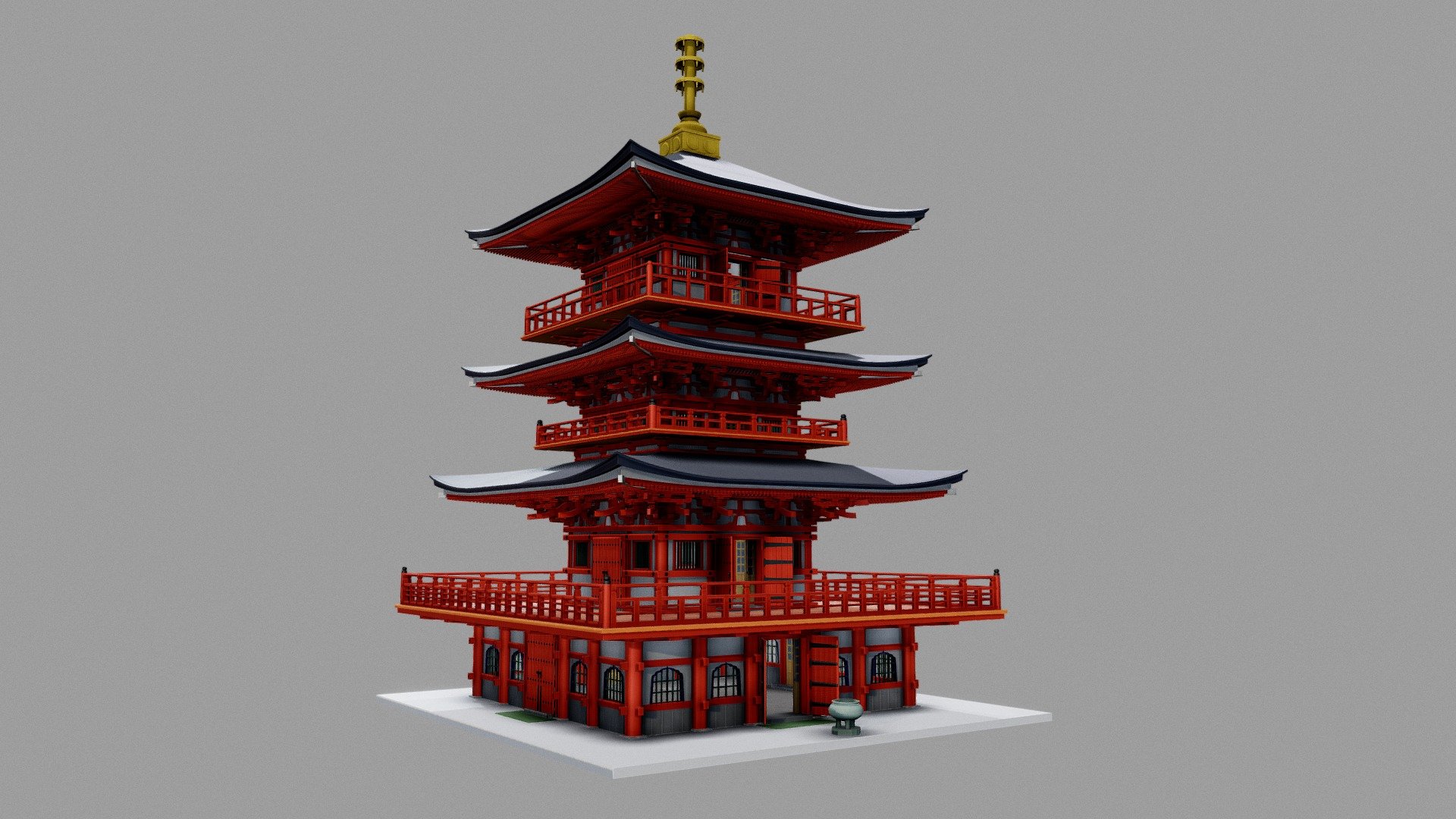 Based on the real life Nachi Pagoda. Clean model 3d model