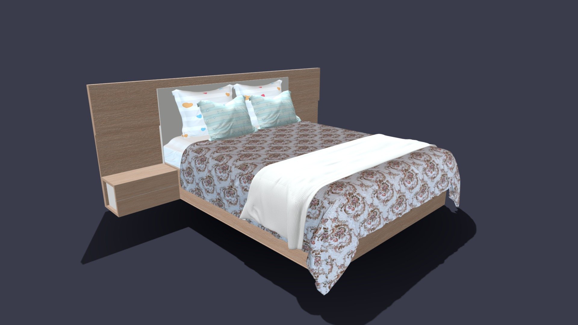 BED 19 WITH PBR MATERIALS
AVAILABLE FILE FORMATS 





3DS MAX      (.MAX)   VERSION- 2014




MAYA    (.MA , .MB)      VERSION- 2014




CINEMA 4D    (.C4D)     VERSION- R19      




BLENDER          (.BLEND)    VERSION- 2.9




SKETCHUP   (.SKP)    VERSION- 2017




FBX              (.FBX)                         




OBJ              (.OBJ) 




COLLADA          (.DAE)   




3DS              (.3DS)      

YOU CAN ALSO IMPORT IN MAJOR 3D SOFTWARES WHICH SUPPORT FBX,OBJ,3DS,DAE FORMATS                                          



**NOTES **     


- CREATED WITH 3DS MAX SOFTWARES WITHOUT ANY PLUGINS


- NO ADDITIONAL PLUGINS UDED IN ANY SOFTWARE


- PBR TEXTURES USED


- 20+ PBR BONUS TEXTURES INCLUDED WITH THIS FILE THEREFORE YOU CAN CHANGE THE TEXTURES


- SOME CHANGES MAY BE NEEDED IN MATERIALS VALUE ASPER YOUR RENDER PLUGIN
 - BED 19 - Buy Royalty Free 3D model by jasirkt 3d model