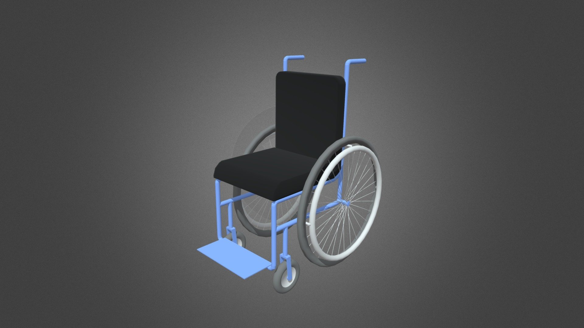 This Wheelchair is divided in 5 parts; the body and the 4 wheels. You can therefore rotate the wheels for animations - Wheelchair - 3D model by FilleMoon 3d model
