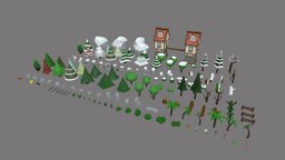 Low Poly Normal Snow Trees Pack
