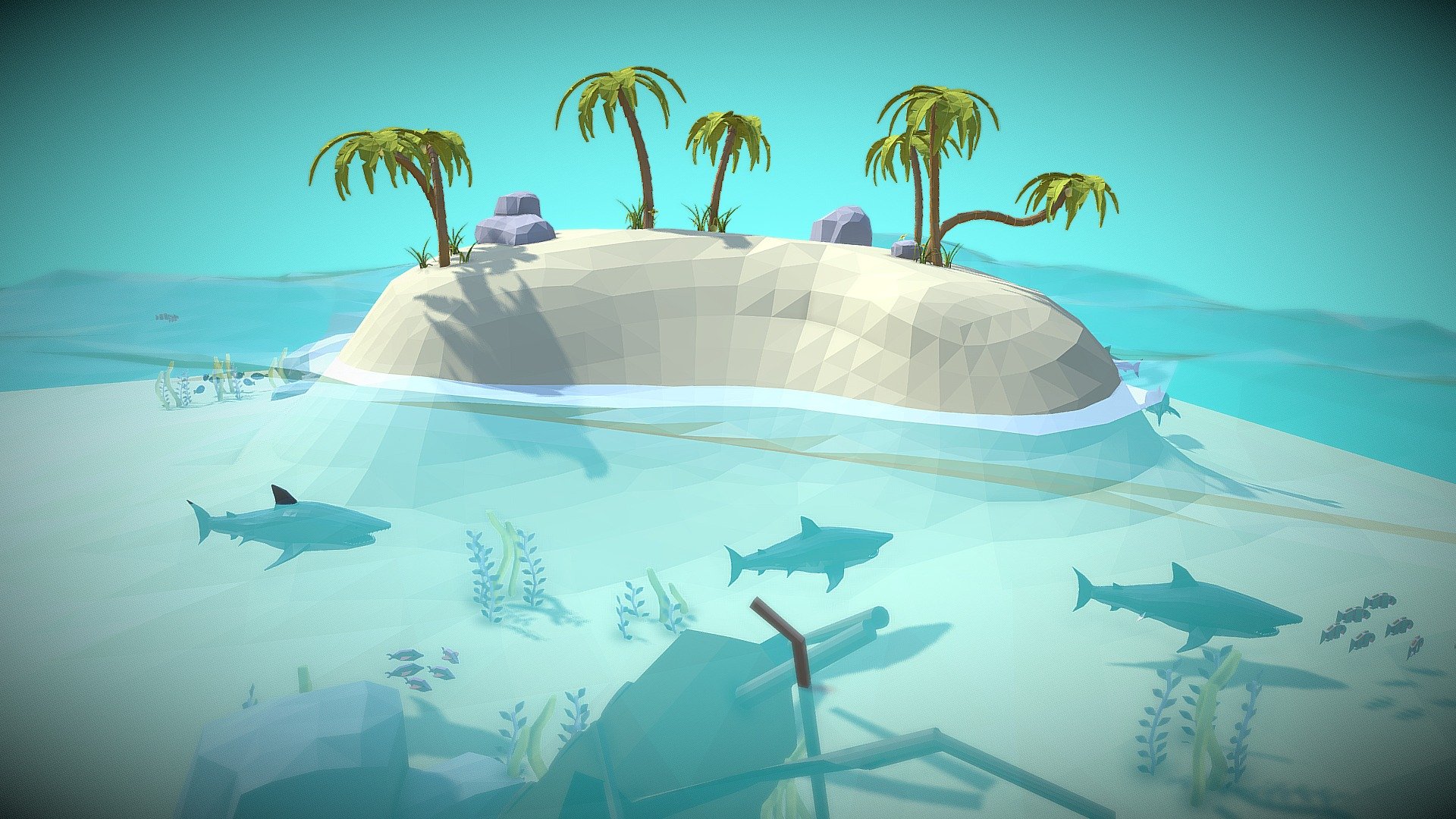 L-P Island made in Blender - Low Poly Island - Download Free 3D model by EdwiixGG (@Edwin3D) 3d model