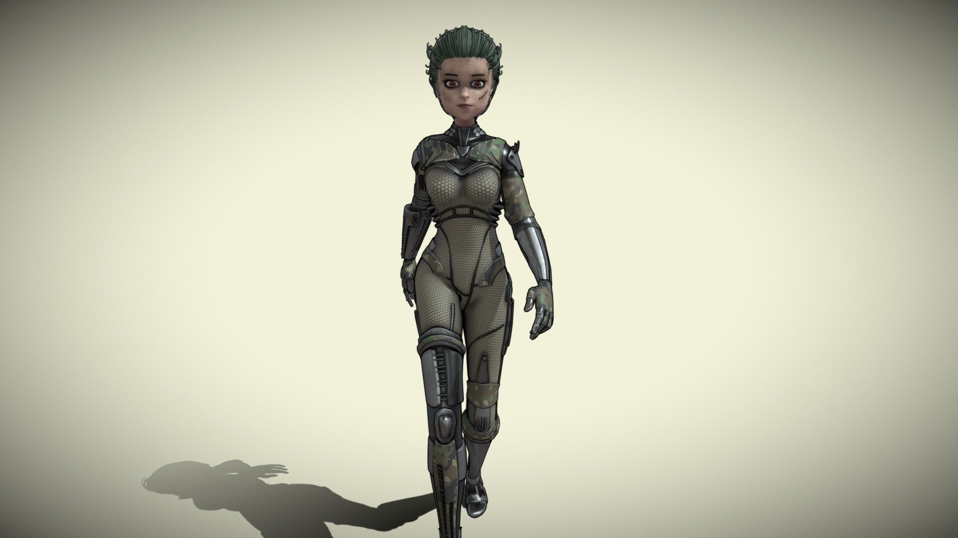 Asymmetric Robotic Character 3D Model