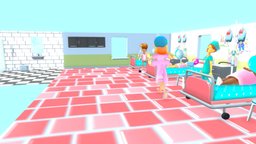 Crazy hospital crazy, gamedev, hospital, low-poly-model, painter, cartoon, mobile, stylized, environment