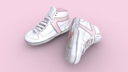 Hi-Top Sneakers shoe, cute, leather, white, women, boot, pink, shoes, trainer, footwear, tennis, sneaker, substance-designer, sporty, girly, feminine, laces, hi-top, substance, girl, blender, substance-painter, sport, high-top
