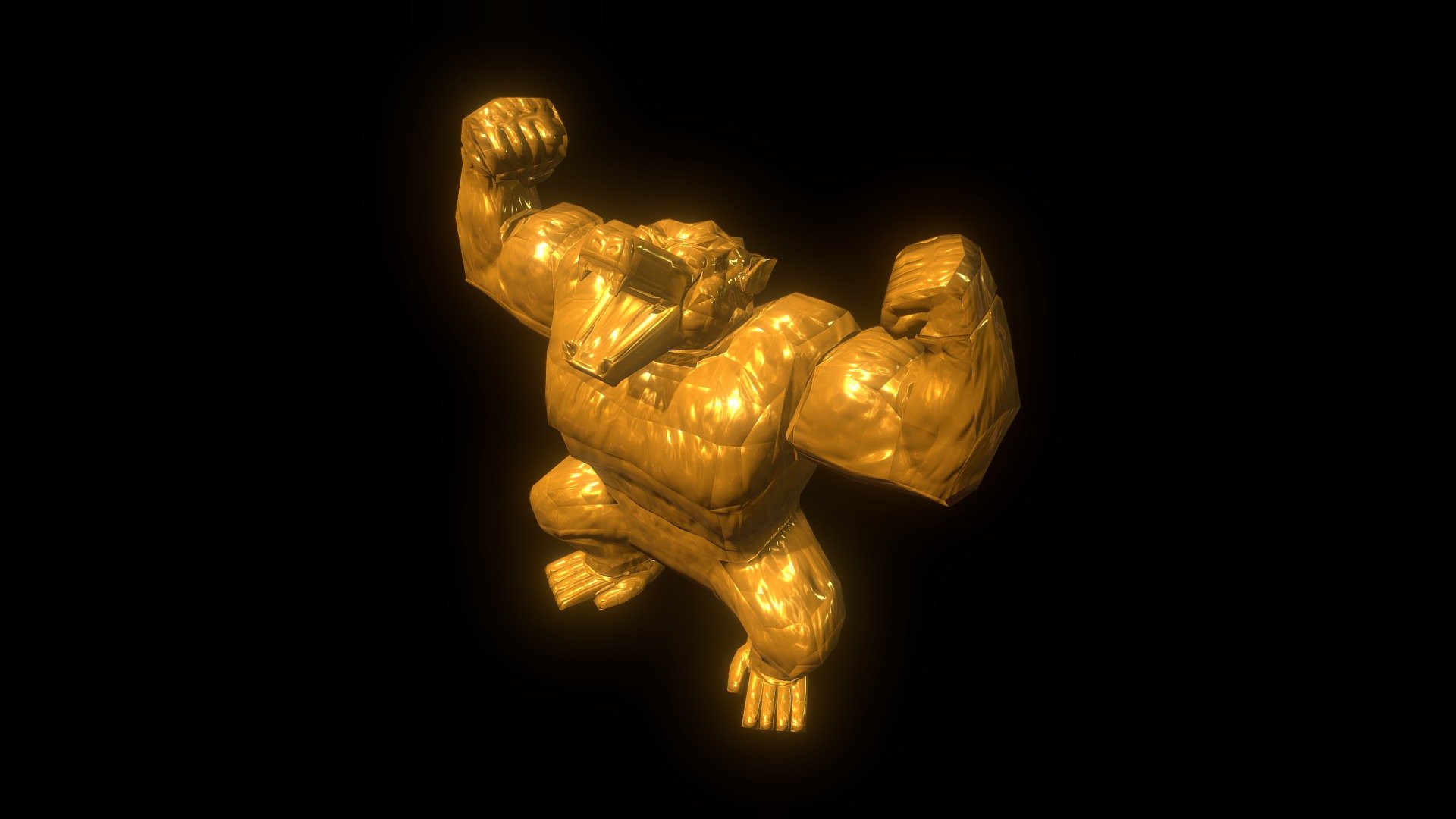 (extra) Low Poly based mesh, 
Can be used as a tiny decorative item for your scene (on a shelf, table, &hellip;) - Gold Oozaru Gorilla Low-Poly - Buy Royalty Free 3D model by gabstock 3d model