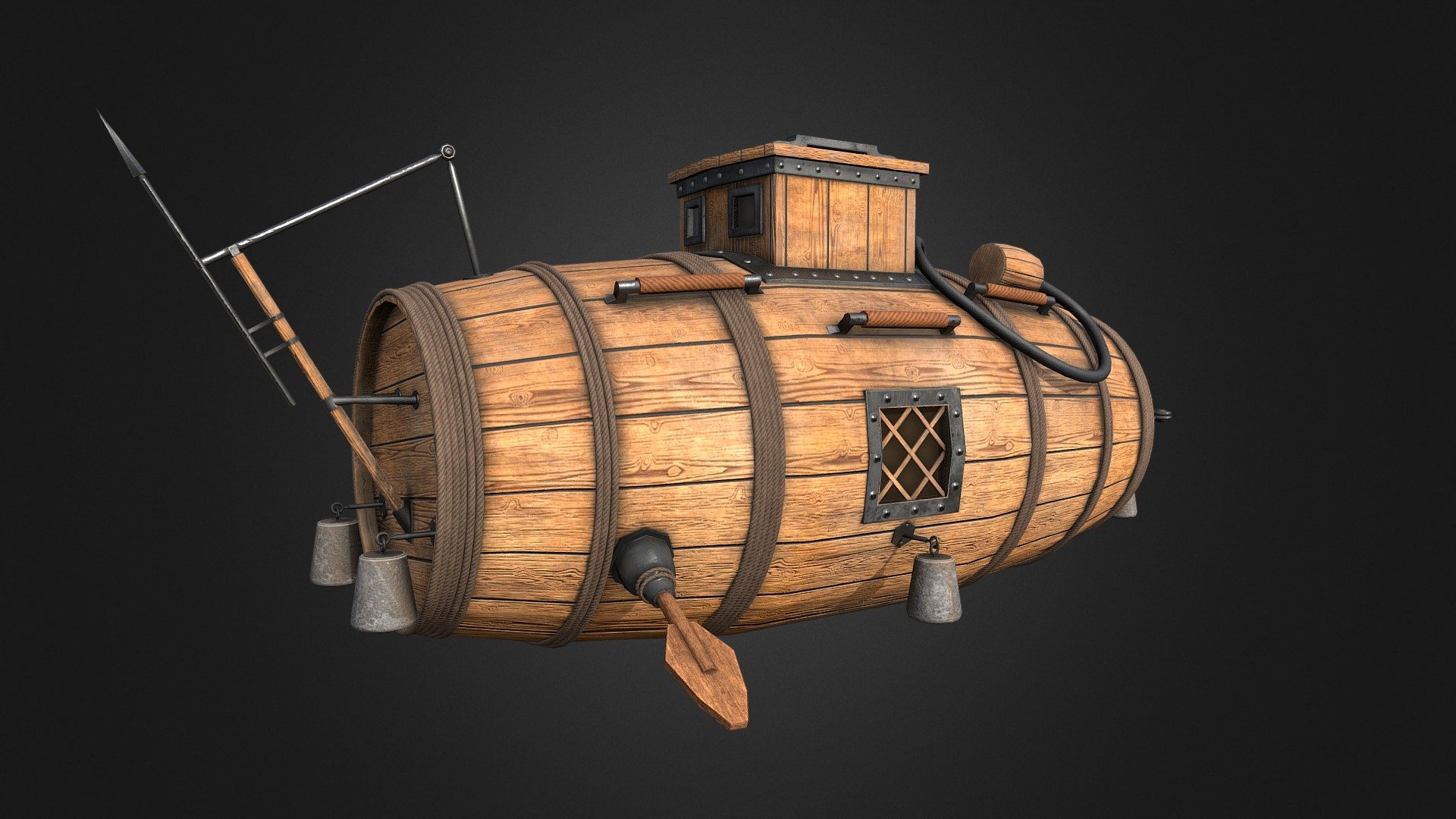 The first Russian submarine


The first Russian submarine game ready asset is a high quality, low poly asset originally modeled in blender 2.92.0
The normal map was baked from a high poly model in Substance Painter 2020, making this model look very detailed without using many polygons.
This model is intended for game/real time/ usage/close-UPS/illustraions/historical movies/short films/cartoons/various renderings.
The renders and wireframes were done in Marmoset Toolbag 4.
Optimized for games (game ready)
This model is not intended for subdivision.
Modelled in Blender
Textured in Substance Painter
All materials and objects named appropriately.
Tested in Marmoset Toolbag 4 (see renders).
No special plug-ins needed to use this product.

 Specifications


Texture Size: 2048x2048
Textures format: PNG
Textures: Base Color, Roughness, Metallic + Normal OpenGl
Tris: 46,258;
Faces: 22,993;
Verts: 24,122;

Historical reference: rbth.com/history/333406-first-russian-submarine - The first Russian submarine - 3D model by Yahor Yurkavets (@Got2b) 3d model