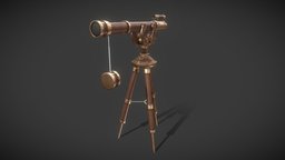 Decor Telescope victorian, scope, prop, ornament, astronomy, telescope, antique, lens, gothic, old, decorate, unity, unity3d, scan, design, decoration