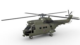 Royal Air Force Puma HC.2 raf, puma, low-poly, helicopter