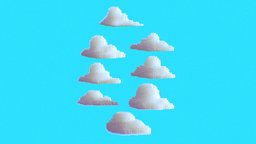 CLOUD PACK 7 clouds, cloud, pixelated, lowpoly, voxel, pixel, pixelart, environment