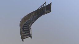 Wooden Spiral Stairs stairway, stairs, medieval, spiral, assetstore, unity, blender