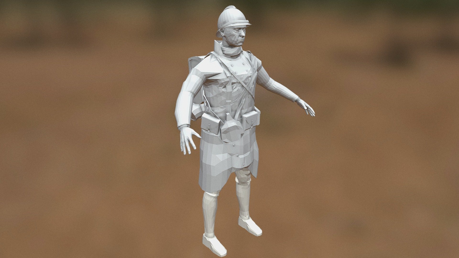 The cartoon french soldier of the times world war II.

Formats: fbx, obj, 3ds, blend

No textures, no material 3d model