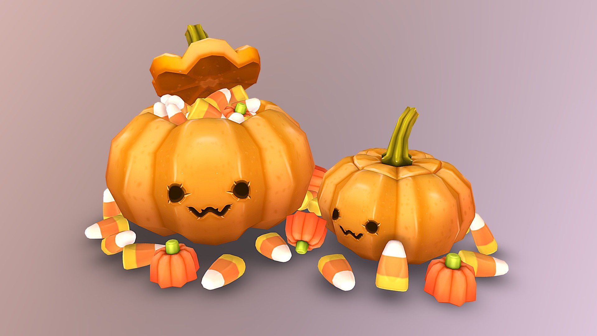 Wanted to make a little something for halloween, i think im a bit too late to the party hehe.. i really hope you guys like it! and happy halloween! - OwO Pumpkins - Buy Royalty Free 3D model by pot4tochip (@andyvargas) 3d model