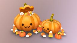 OwO Pumpkins candy, corn, craving, owo, handpainted, lowpoly, pumpkin, noai