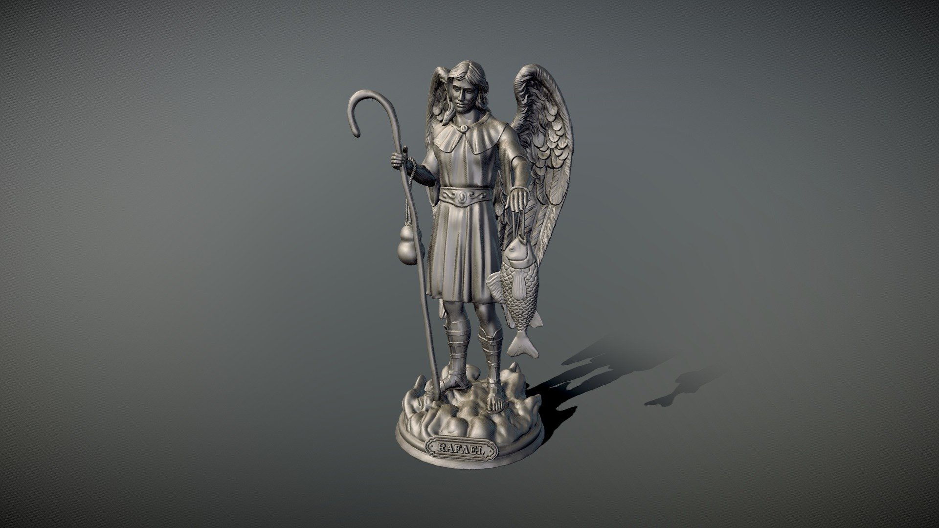 Statue St Raphael Archangel for 3d print - Statue St Raphael Archangel - Buy Royalty Free 3D model by abauerenator 3d model