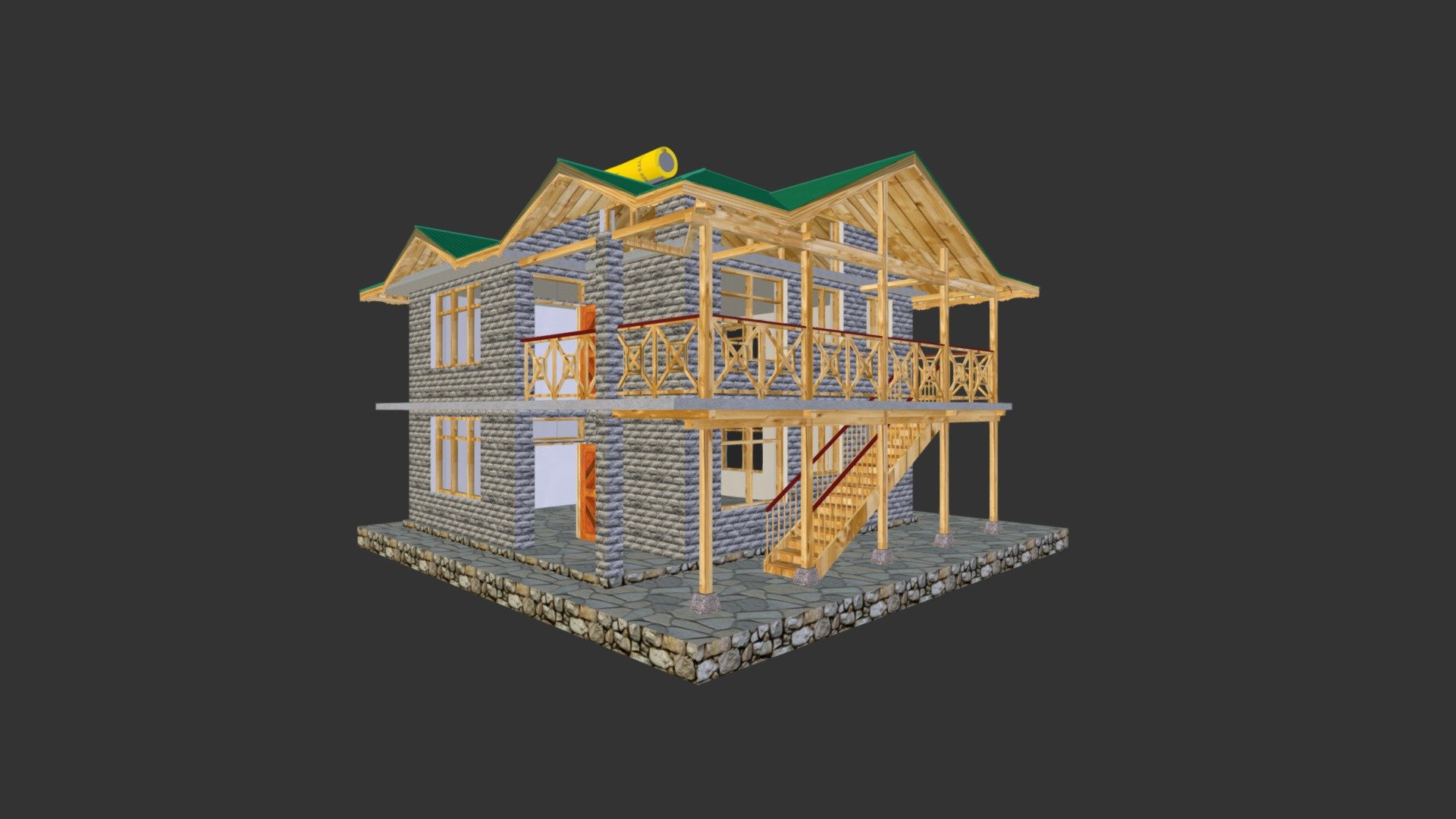 Simple local House in Manali area - Desi Building - 3D model by Francesco Coldesina (@topfrank2013) 3d model