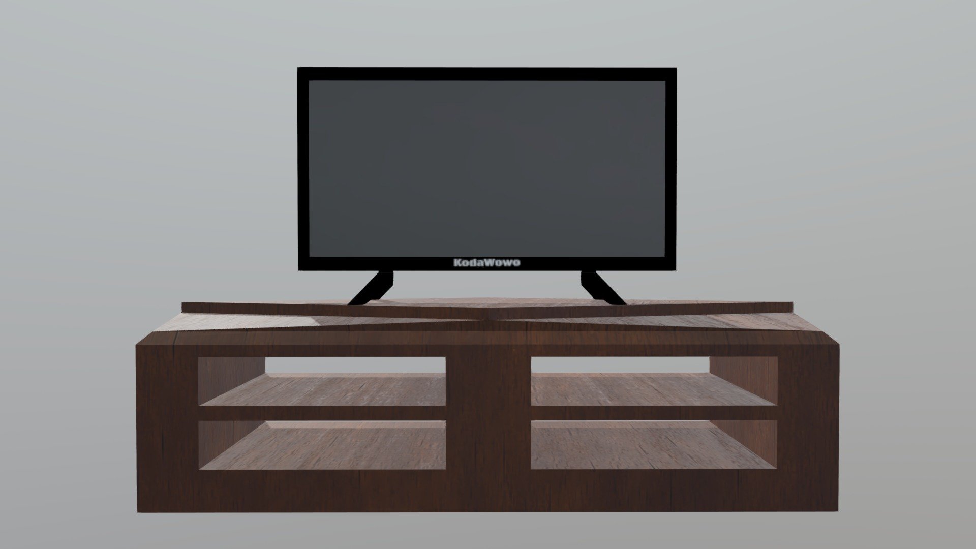 A flat screen tv on a wooden TV stand - Flat Screen on TV Stand - Download Free 3D model by KodaWowo 3d model