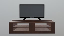 Flat Screen on TV Stand tv, television, flatscreen, tvstand, substancepainter, substance, lowpoly, househl