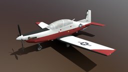 Beechcraft T6 Texan II simulator, flightgear, aircrafts, blender, lowpoly