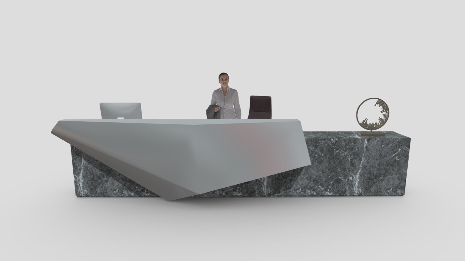 Reception Desk - 053

Native Format File : 3Ds Max 2020 &ndash; Rendering by Vray Next

File save as : 3Ds Max 2017 with converted all object to Editable Poly.

Exporting Formats :
Autodesk FBX ( .fbx ) and OBJ ( .obj &amp; .mtl ).

All 5 Texture maps are include as JPG.

Support 24/7 3d model