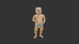 Ulises baby, kid, boy, portrait, lowpolly, realistic, infant, toddler, human