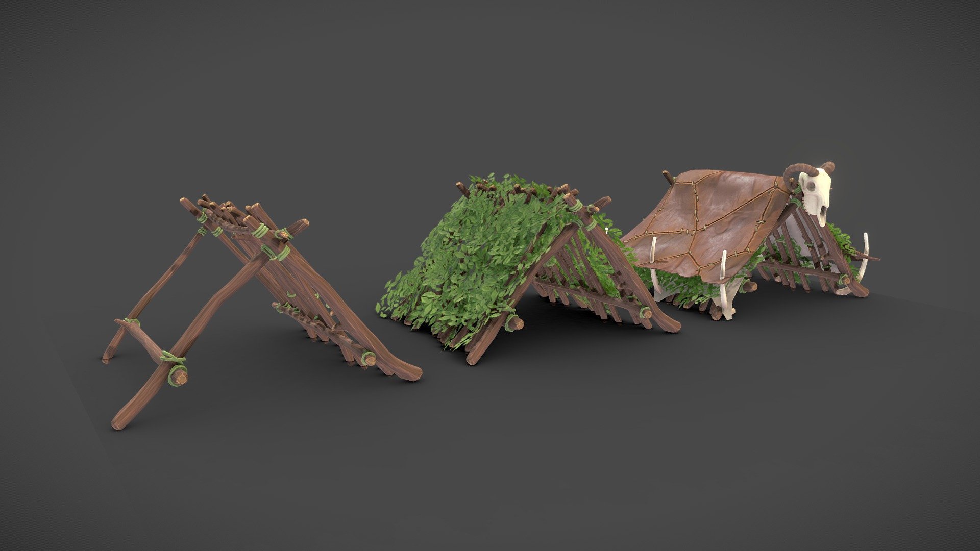 I made this model for a project I was working on with some friends. 

Not my usual style but I am happy with the result - Stylized Caveman Shelter - 3D model by JamesDawson (@JamBoink) 3d model