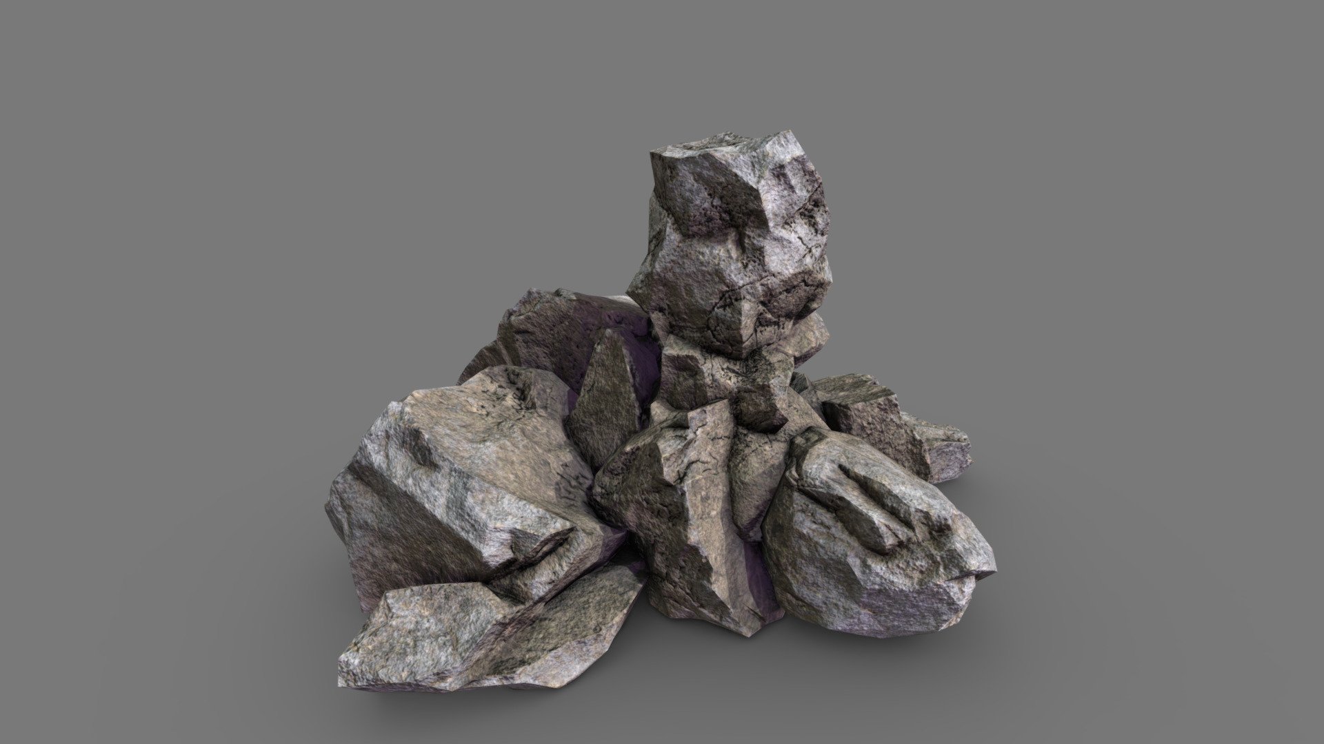 Rock low poly

Topology: Tris

Polygon count: 2732

Vertices count: 1366

Textures: Diffuse, Normal, Specular, Glossiness, Emissive, Height, Ambient Occlusion ( all in 4k resolution)

UV mapped with non-overlapping

All files are zipped in one folder. Contains 3 file formats obj, blend &amp; fbx

Useful for games, renders, background scenes and other graphical projects 3d model