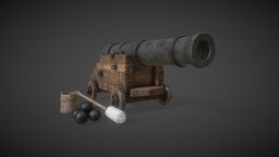 Pirate cannon medieval, game-art, props, cannon, game-ready, blender-3d, game-model, zbrushsculpt, props-assets, weapon-3dmodel, props-game, substance, painter, weapon, asset, ship, zbrush, pirate