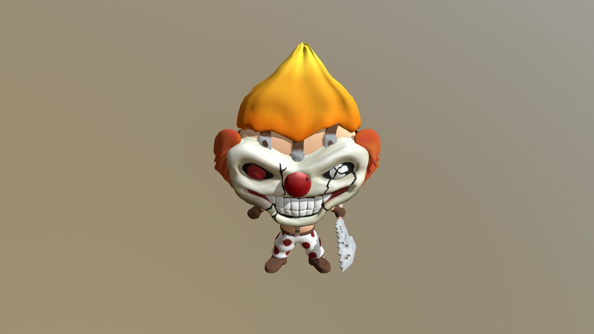 Published by 3ds Max
Texturizado en photoshop
Version Funko Pop 
Twisted Metal - sweet tooth - 3D model by GuauAgencia 3d model