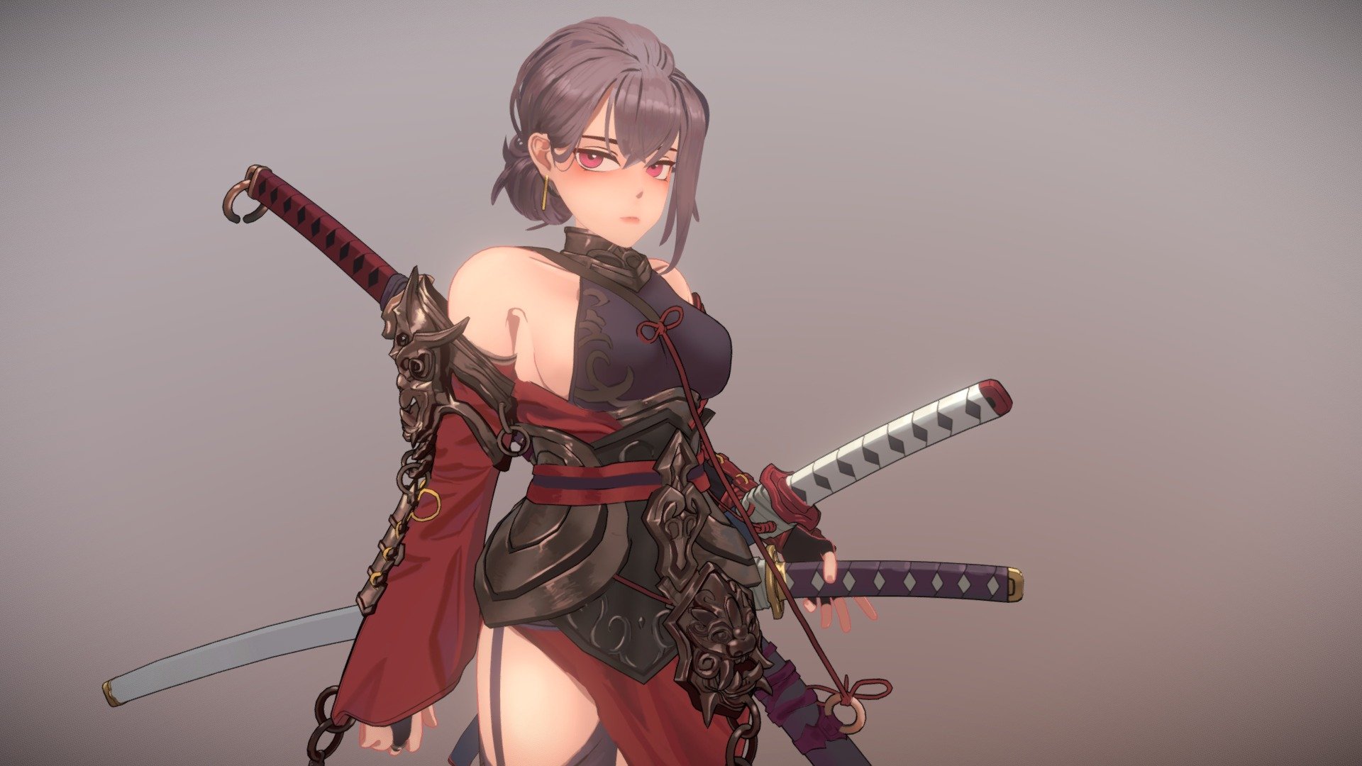 3D Samurai Girl from a very talented character concept artist. While working on her, I've just realised how detailed and amazing the character is.
All credits goes to D-pin [https://www.artstation.com/artwork/r9wd96]

Check out the other characters on Artstation, they all look so gorgeous and now I'm a big fan!
[https://www.artstation.com/dpin]

 - Samurai Girl - 3D model by Artical 3d model
