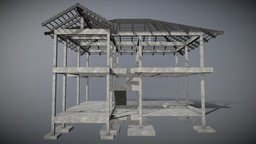 House structure roof, concrete, floor, site, stair, house, home, structure, construction, steel
