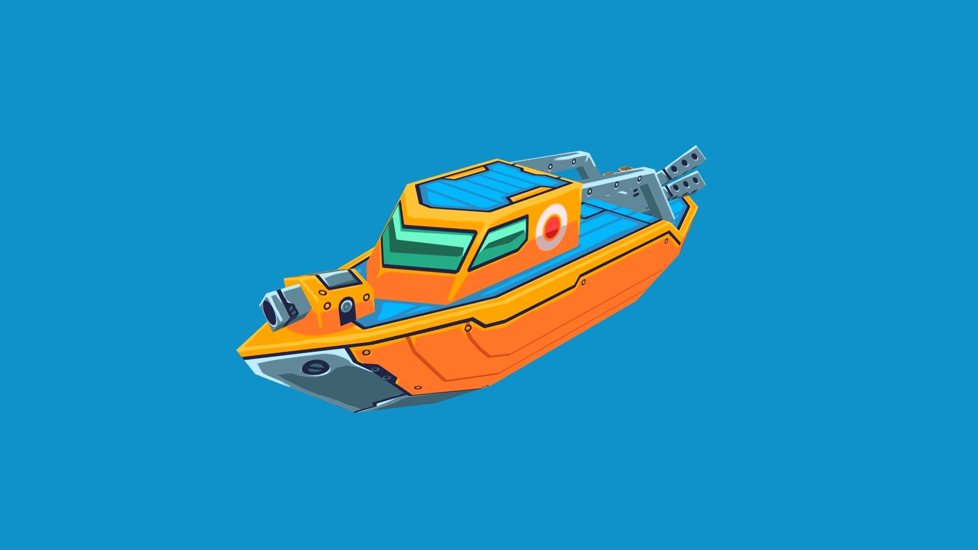 game ready asset of an attack boat with stylized texture high detail and low poly
could be used in combat or racing games 3d model