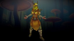 Stylized Human Female Druid(Outfit) blood, rpg, cloth, pose, wild, bandages, mmo, rts, nature, robe, outfit, moba, handpainted, lowpoly, female, wood, stylized, fantasy, human