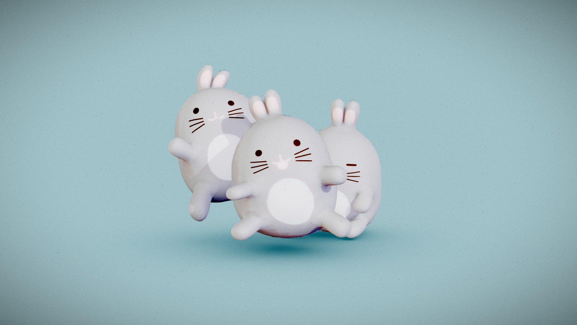 three cute mouse in kawai style - Kawaii mouse - Buy Royalty Free 3D model by boriscargo 3d model