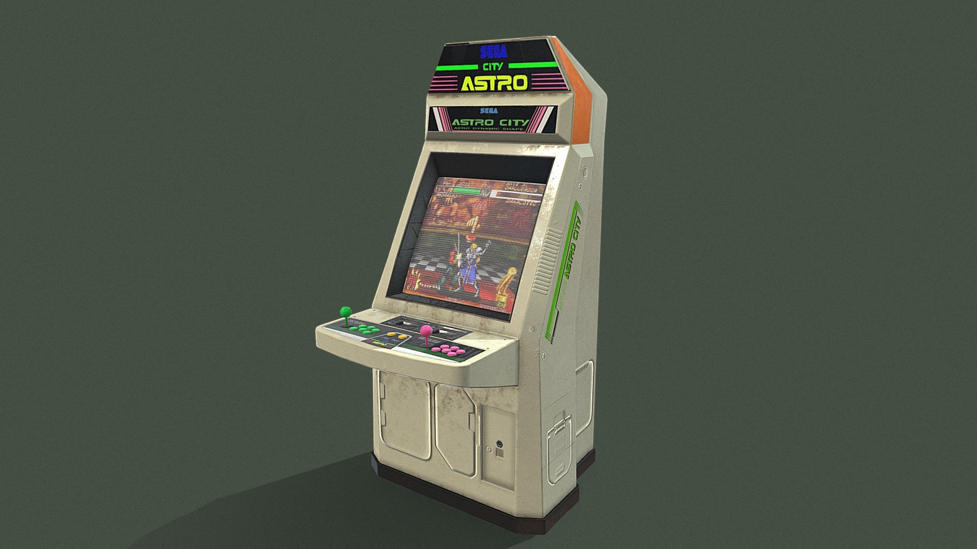 Classic Sega Astro arcade cabinet with wear and tear.

PBR textures @4k - Sega Astro Classic Arcade - Buy Royalty Free 3D model by Sousinho 3d model