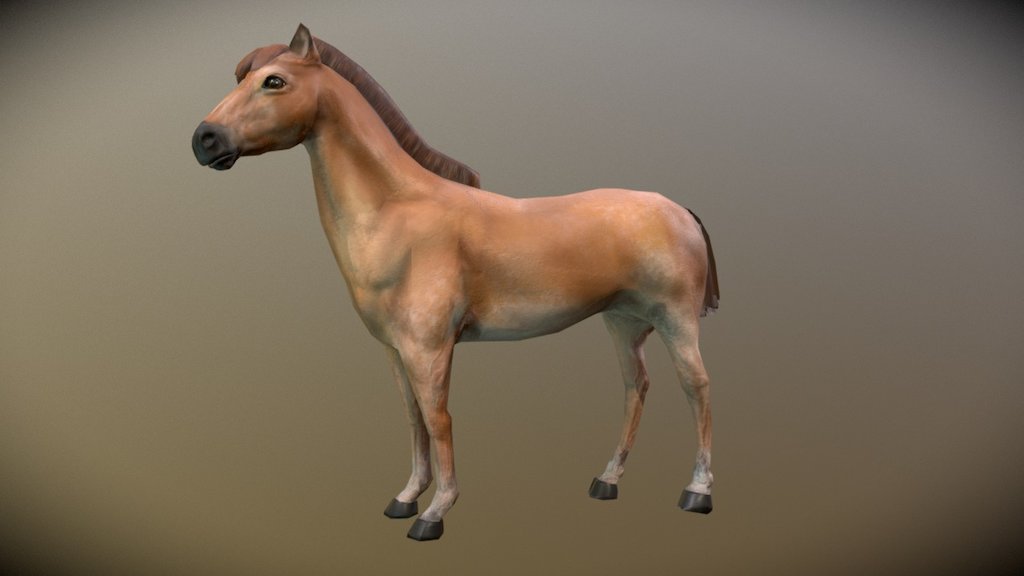 Lowpoly made in Maya, high poly in Mudbox, textured in substance painter and rigged, skinned and posed in Blender - Horse - 3D model by Elinor Quittner (@elqui) 3d model