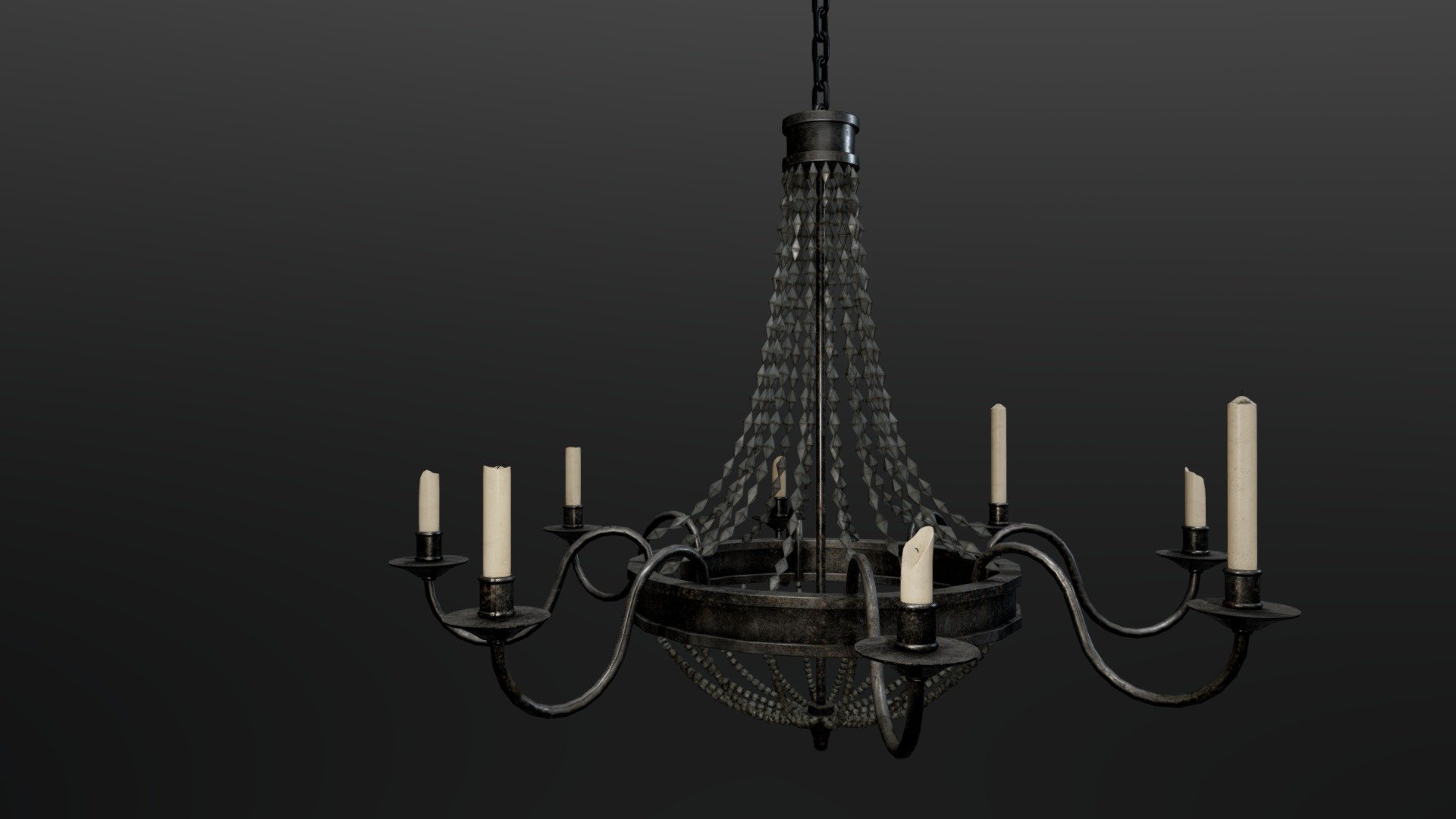 This chandelier, which was created for a Unity Victorian bedroom scene, was modelled in Maya and textured in Substance Painter 3d model