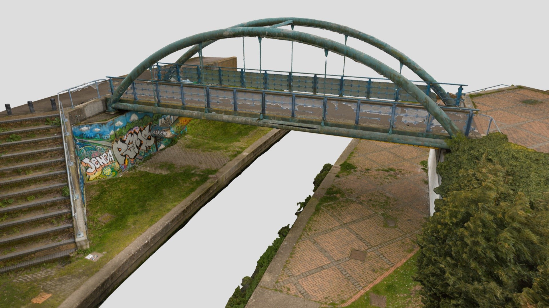 High Quality Photogrammetry Model of a Footbridge on the River Pool

To ensure colour accuracy the Raw Photography was profiled with X-Rite ColorChecker and a unique profile created for sRGB Colour Gamut in Lightroom. 
Lods have been cleaned up to remove floating polygons and close holes (where possible). Note there are 2 diffuse maps with the package. The first diffuse map texture is the original photography, the second map is called diffuse_3 and are delit for re-lighting so you have both options available to you!

Render of the 1 million poly mesh from Blender (scene not included).

https://youtu.be/a3SQhpfBbRA

Package includes 4 LODs with 




1 million Polygon FBX model with 8k x10 UDIM Diffuse, Diffuse_3 Texture Maps and Normal Maps 

500k Polygon FBX model with 8k x2 UDIM Diffuse, Diffuse_3 Texture Maps and Normal Maps

200k Polygon FBX model with 8k x2 UDIM Diffuse, Diffuse_3 Texture Maps and Normal Maps 

50k Polygon FBX model with 8k x2 UDIM Diffuse, Diffuse_3 Texture Maps and Normal Maps
 - River Pool Footbridge - Buy Royalty Free 3D model by Kieron Helsdon (@ronski) 3d model