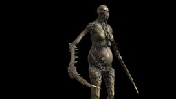 Necromutant5 ancient, rpg, fighter, soldier, unreal, mutant, claws, character, unity, game, pbr, low, poly, skull, animation, monster, human, rigged, ghol