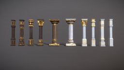 Classic Pillars Pack victorian, wooden, vintage, column, ornament, classic, gothic, decor, old, roman, carved, baroque, rococo, unity, unity3d, wood, decoration, building