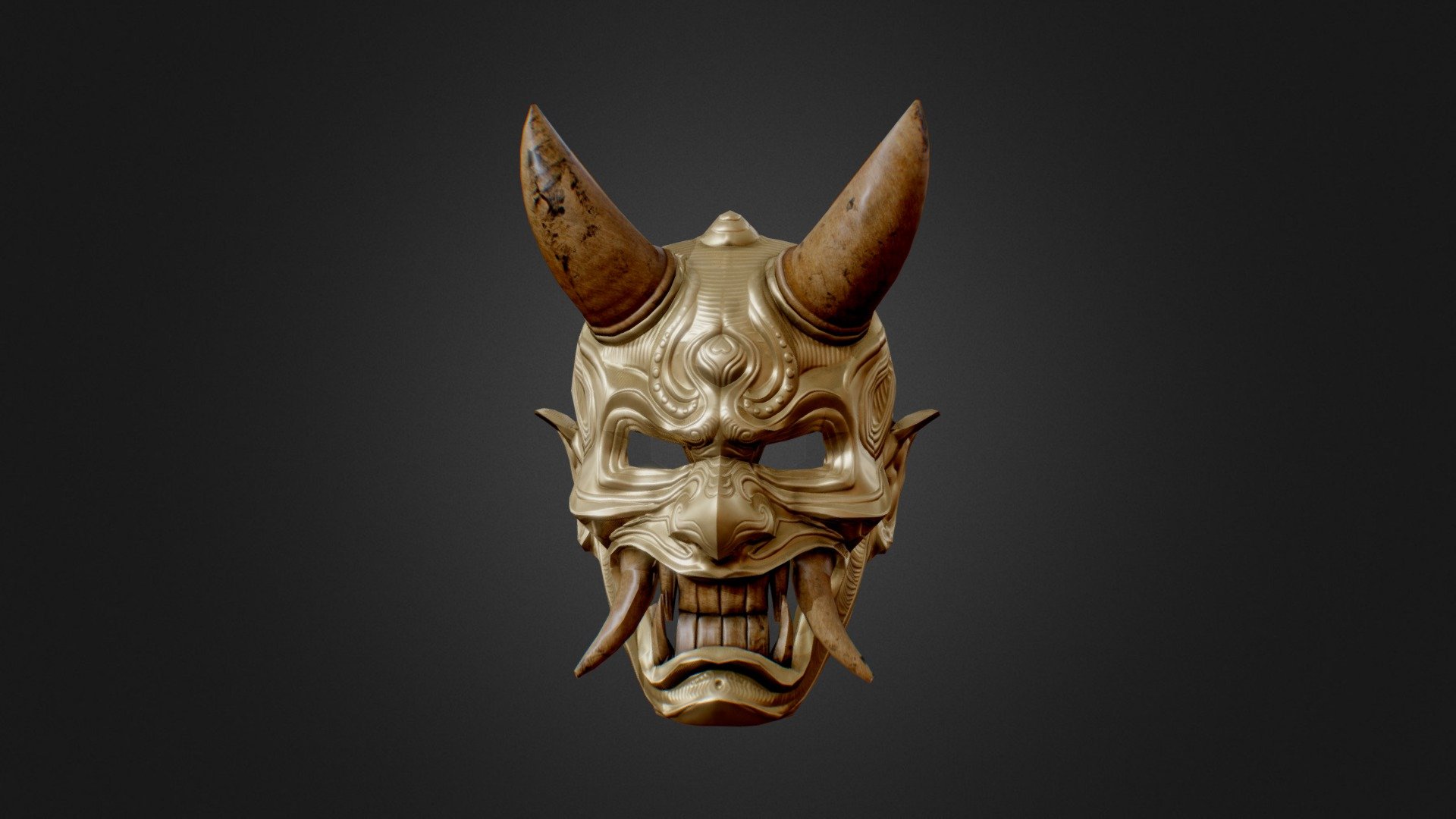 Low poly Textured Oni mask 3d model